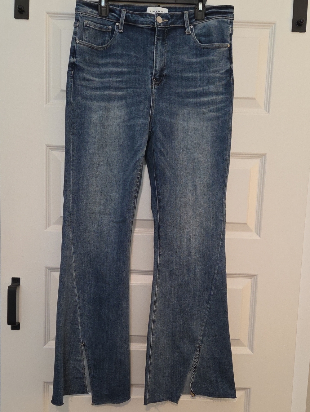 Risen - Modern High-Rise Split-Hem Women's Flare Blue Jeans